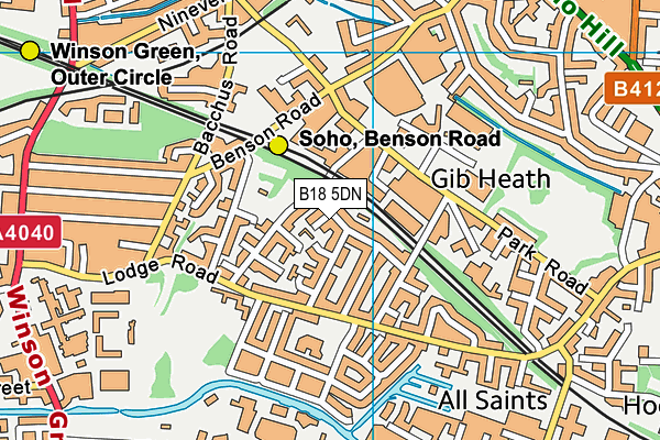 B18 5DN map - OS VectorMap District (Ordnance Survey)