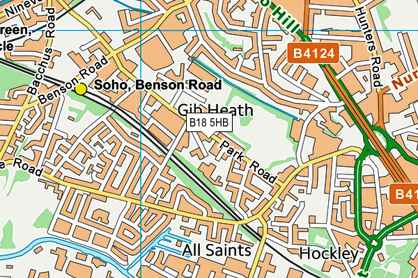 B18 5HB map - OS VectorMap District (Ordnance Survey)