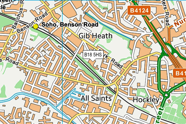 B18 5HS map - OS VectorMap District (Ordnance Survey)