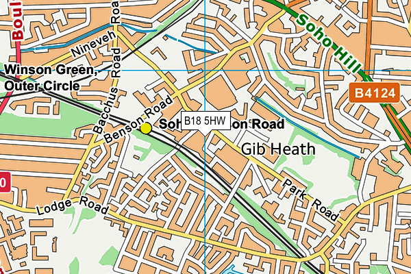 B18 5HW map - OS VectorMap District (Ordnance Survey)