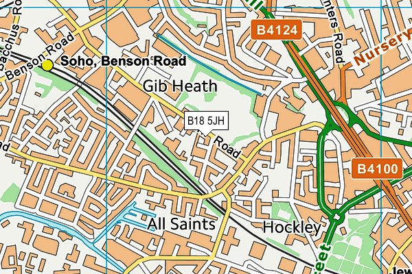 B18 5JH map - OS VectorMap District (Ordnance Survey)