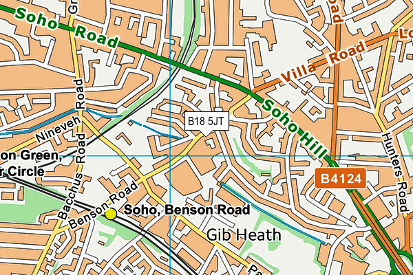 B18 5JT map - OS VectorMap District (Ordnance Survey)