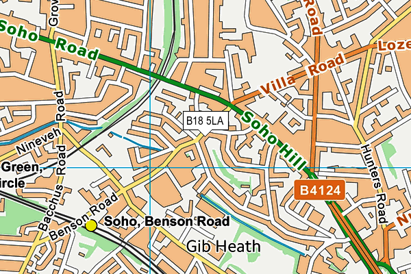 B18 5LA map - OS VectorMap District (Ordnance Survey)