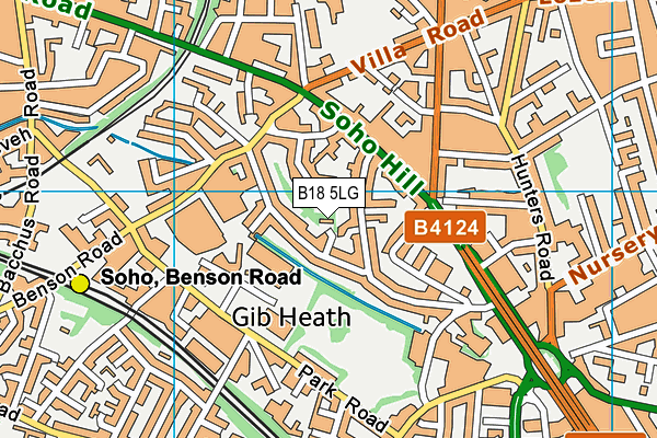 B18 5LG map - OS VectorMap District (Ordnance Survey)