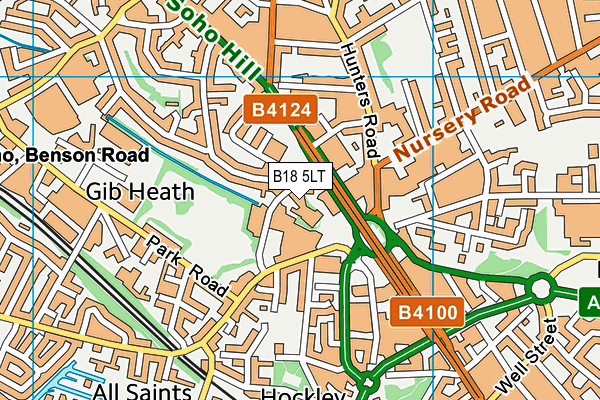 B18 5LT map - OS VectorMap District (Ordnance Survey)