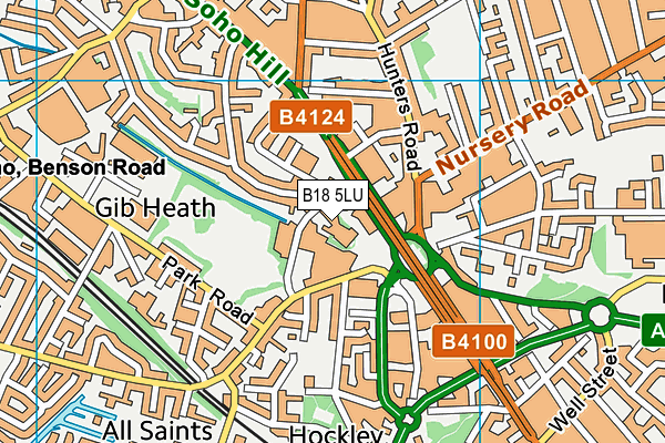 B18 5LU map - OS VectorMap District (Ordnance Survey)