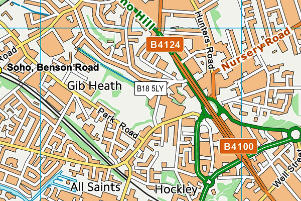 B18 5LY map - OS VectorMap District (Ordnance Survey)