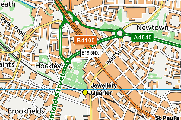 B18 5NX map - OS VectorMap District (Ordnance Survey)