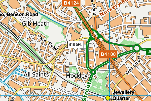 B18 5PL map - OS VectorMap District (Ordnance Survey)