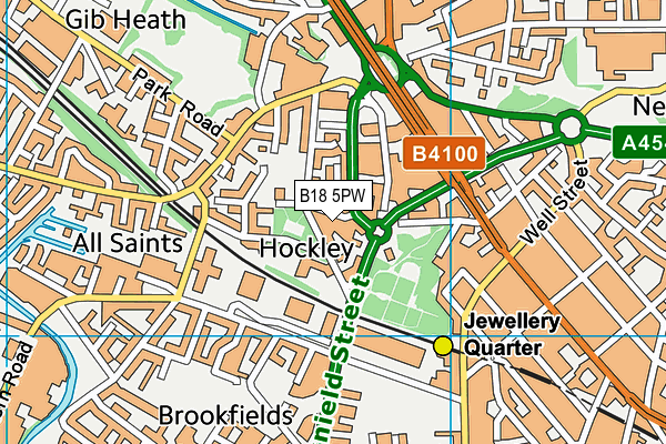 B18 5PW map - OS VectorMap District (Ordnance Survey)