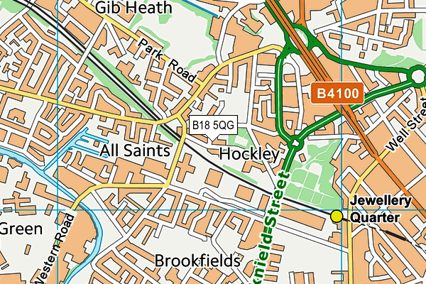 B18 5QG map - OS VectorMap District (Ordnance Survey)