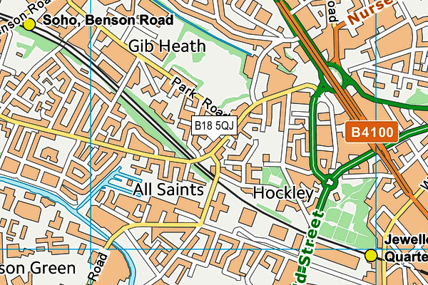 B18 5QJ map - OS VectorMap District (Ordnance Survey)