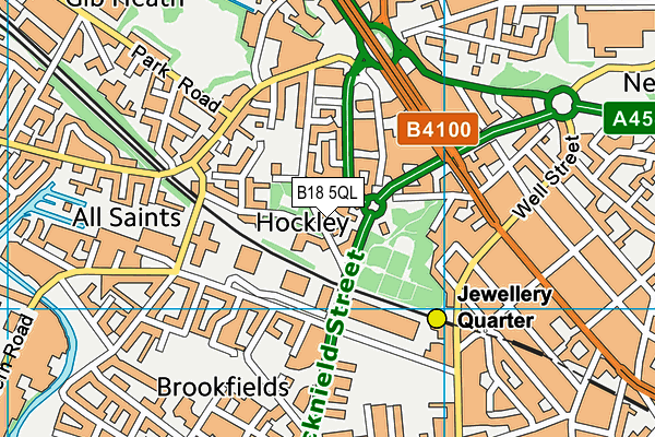 B18 5QL map - OS VectorMap District (Ordnance Survey)