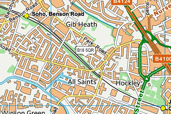 B18 5QR map - OS VectorMap District (Ordnance Survey)