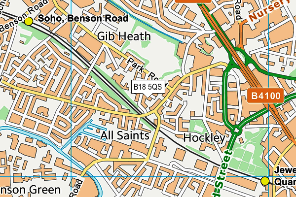 B18 5QS map - OS VectorMap District (Ordnance Survey)