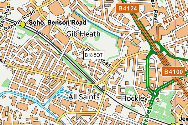 B18 5QT map - OS VectorMap District (Ordnance Survey)