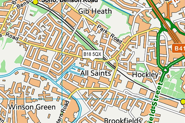 B18 5QX map - OS VectorMap District (Ordnance Survey)