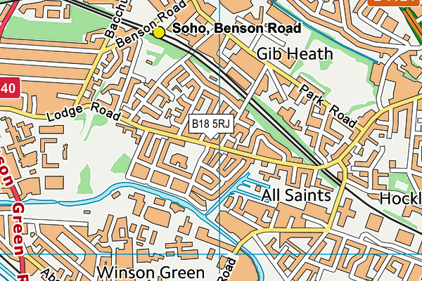 B18 5RJ map - OS VectorMap District (Ordnance Survey)