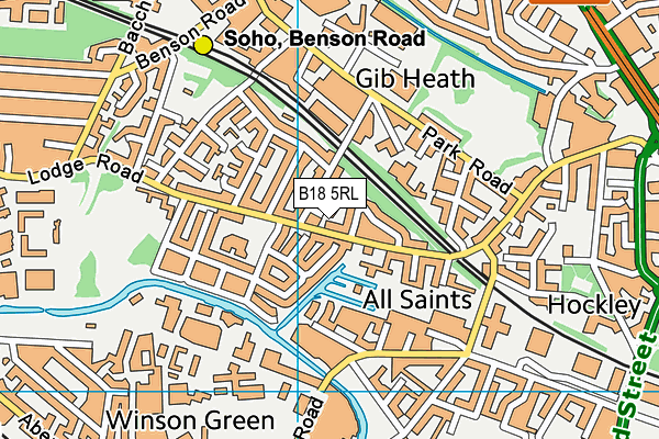 B18 5RL map - OS VectorMap District (Ordnance Survey)