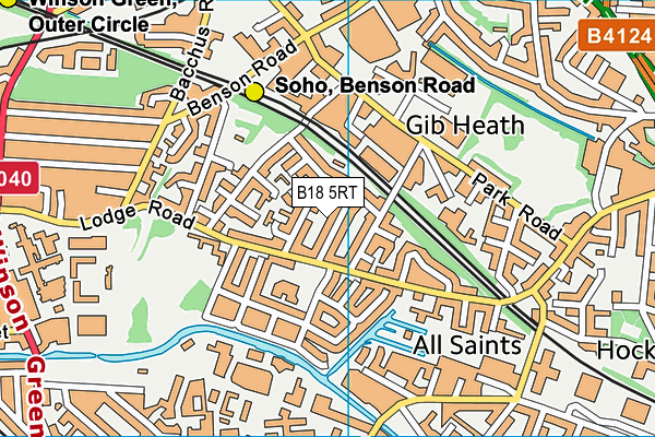 B18 5RT map - OS VectorMap District (Ordnance Survey)