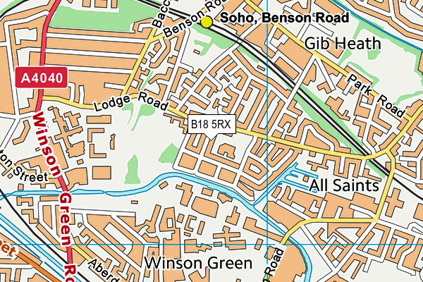 B18 5RX map - OS VectorMap District (Ordnance Survey)