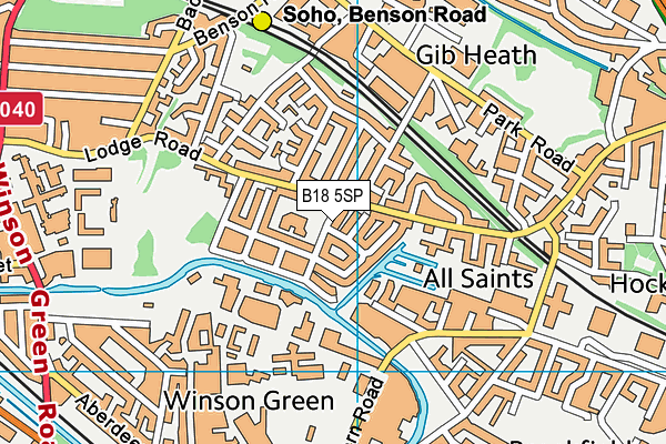 B18 5SP map - OS VectorMap District (Ordnance Survey)