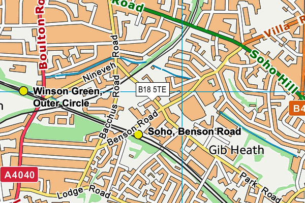 B18 5TE map - OS VectorMap District (Ordnance Survey)