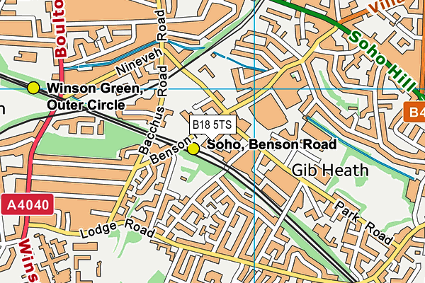 B18 5TS map - OS VectorMap District (Ordnance Survey)