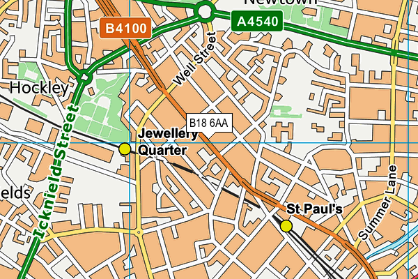 B18 6AA map - OS VectorMap District (Ordnance Survey)