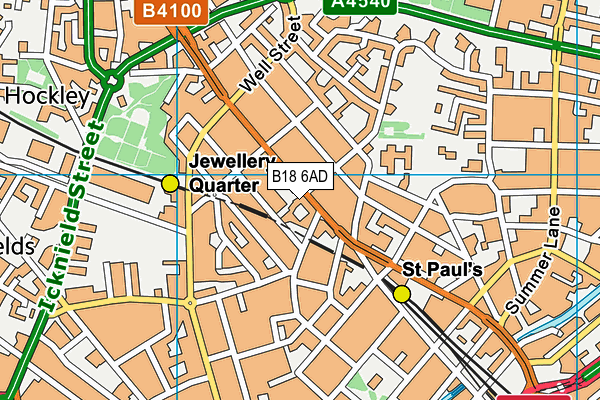 B18 6AD map - OS VectorMap District (Ordnance Survey)