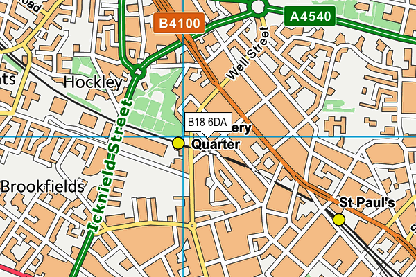 B18 6DA map - OS VectorMap District (Ordnance Survey)