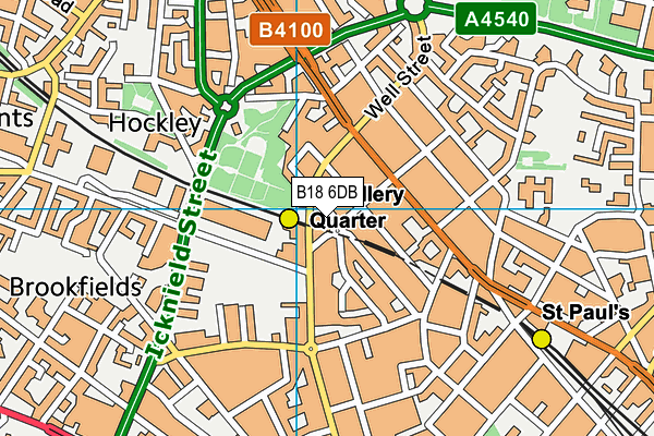 B18 6DB map - OS VectorMap District (Ordnance Survey)