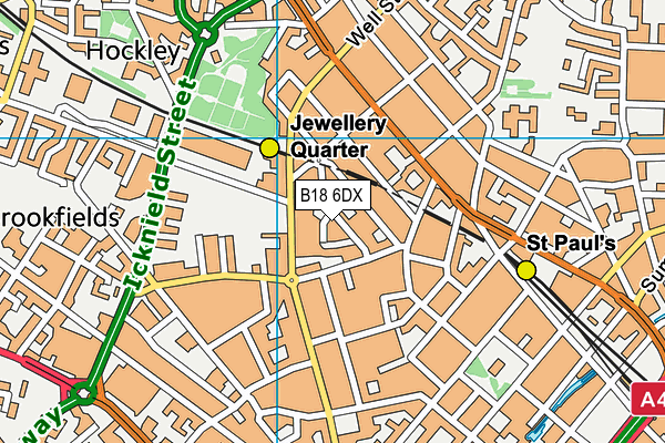 B18 6DX map - OS VectorMap District (Ordnance Survey)