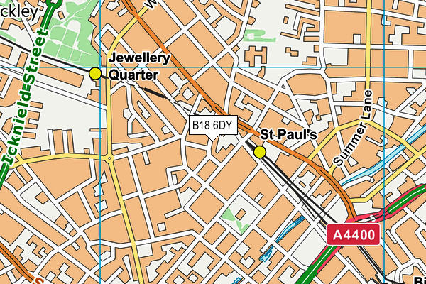 B18 6DY map - OS VectorMap District (Ordnance Survey)