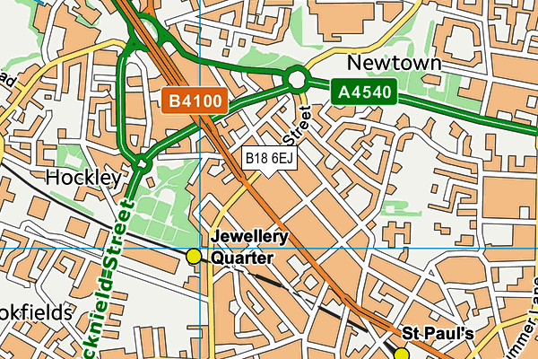 B18 6EJ map - OS VectorMap District (Ordnance Survey)