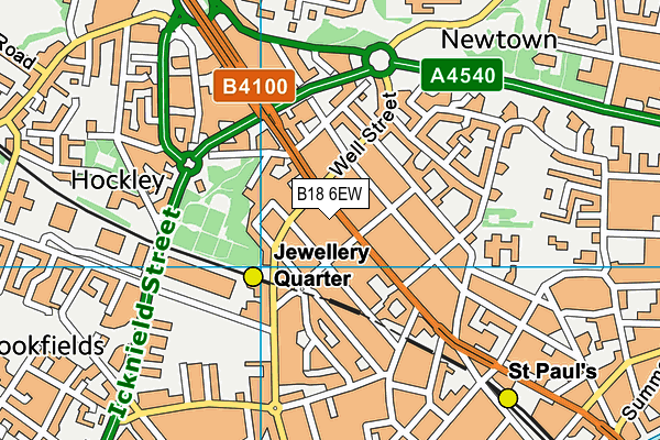B18 6EW map - OS VectorMap District (Ordnance Survey)