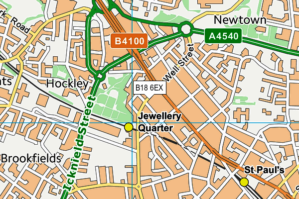 B18 6EX map - OS VectorMap District (Ordnance Survey)