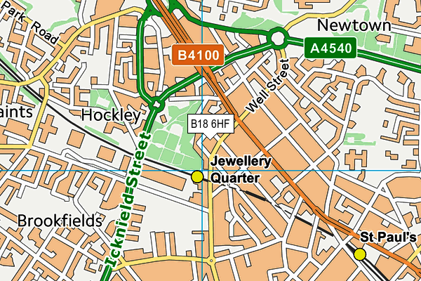 B18 6HF map - OS VectorMap District (Ordnance Survey)