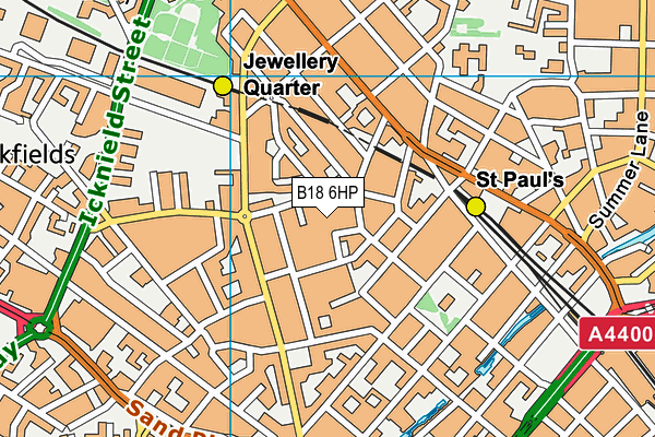 B18 6HP map - OS VectorMap District (Ordnance Survey)