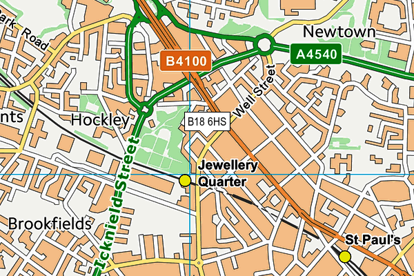 B18 6HS map - OS VectorMap District (Ordnance Survey)