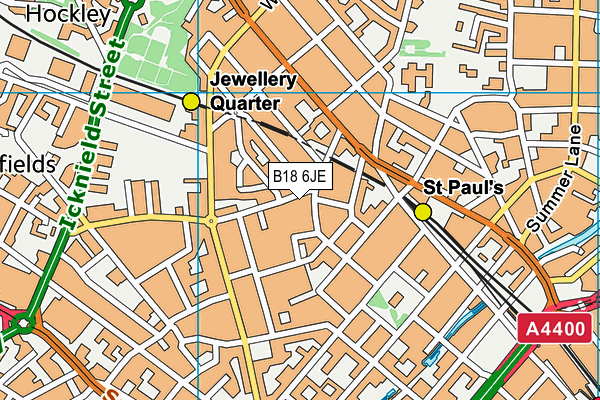 B18 6JE map - OS VectorMap District (Ordnance Survey)