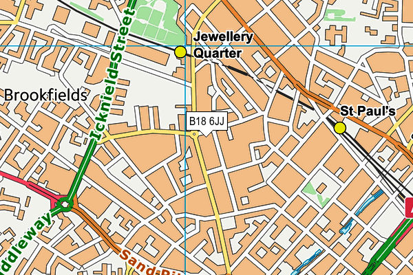 B18 6JJ map - OS VectorMap District (Ordnance Survey)