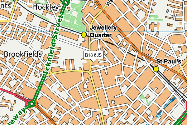 B18 6JS map - OS VectorMap District (Ordnance Survey)