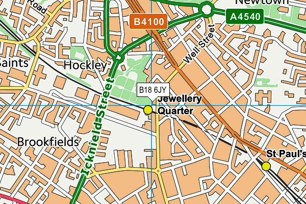 B18 6JY map - OS VectorMap District (Ordnance Survey)