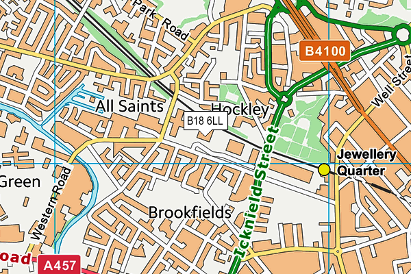 B18 6LL map - OS VectorMap District (Ordnance Survey)