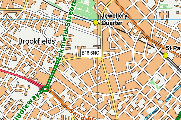 B18 6NG map - OS VectorMap District (Ordnance Survey)