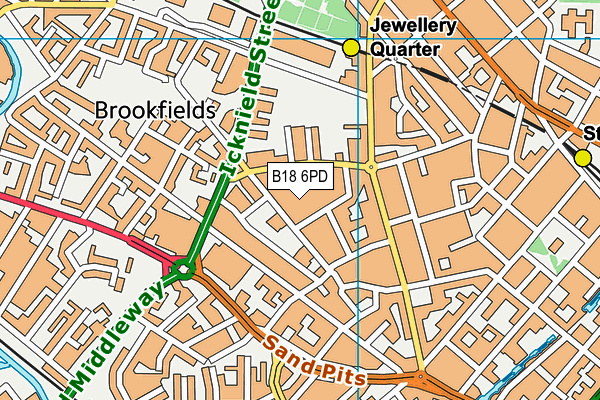 B18 6PD map - OS VectorMap District (Ordnance Survey)