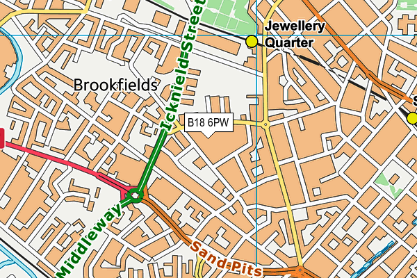 B18 6PW map - OS VectorMap District (Ordnance Survey)