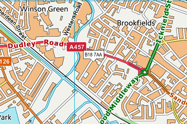 B18 7AA map - OS VectorMap District (Ordnance Survey)