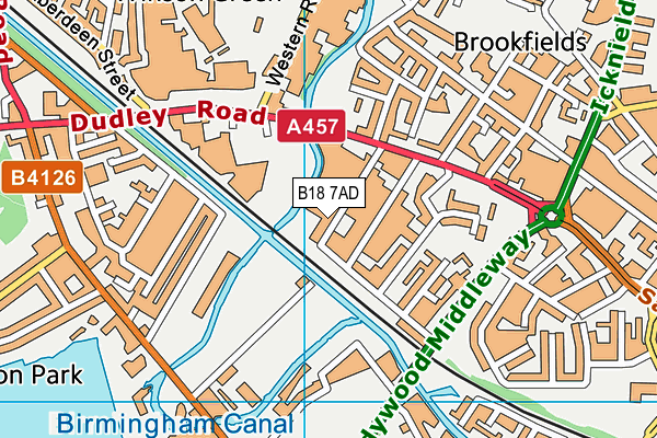 B18 7AD map - OS VectorMap District (Ordnance Survey)